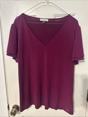 Calvin Klein Plum V-Neck Short Sleeve Top
